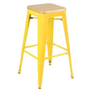 KHome Barová židle TOWER WOOD 75 cm žlutá jasan/kov