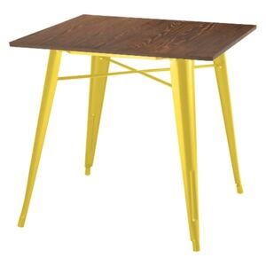 KHome Stůl TOWER WOOD žlutý deska sosna antická/kov