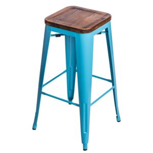 Design2 Barová židle PARIS WOOD 75cm modrá sosna