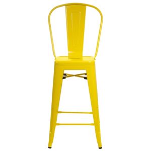 Design2 Barová židle PARIS back žlutá inspirovaná TOLIX