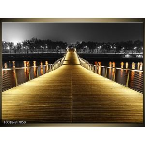 Obraz žlutě nasvíceného mostu (70x50 cm)