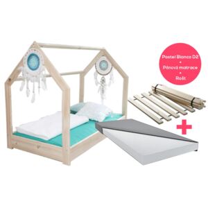 Dětská postel Bianco 80 x 160 + matrace + rošt - bezbarvý