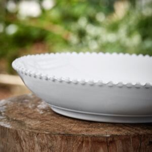 Široká keramická mísa na salát Pearl bílá 34cm