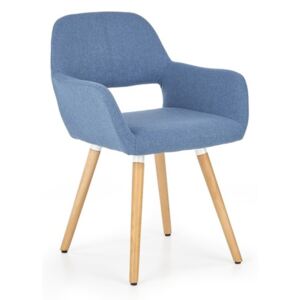 K283 židle modrá, Sedák s čalouněním, Nohy: dřevo, dřevo, barva: modrá, s područkami