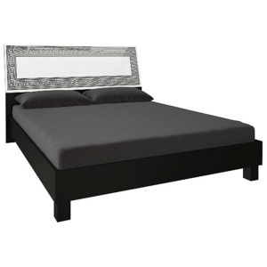 Manželská postel NICOLA + rošt + matrace DE LUX, 160x200, bílá lesk/černá