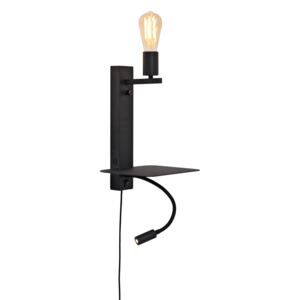 Nástěnná lampa Florence černá s lampičkou a stmívačem