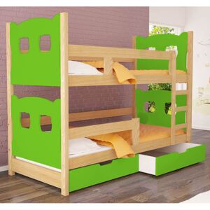 Patrová postel Oli A + 2x matrace - zelená