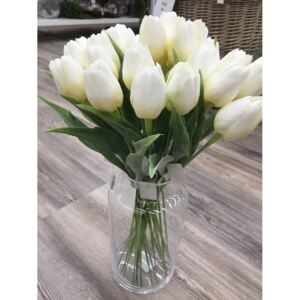 Umělá květina tulipán, barva krémově bílá, výška 44 cm