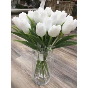 Umělá květina tulipán, barva bílá, výška 44 cm