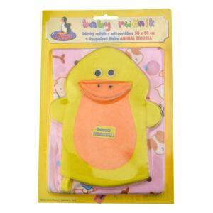 Pingu - Dětský ručník z mikrovlákna + koupelnová žínka - Kachnička - 8595599101822