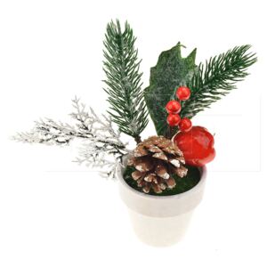 OEM - Vánoční dekorace v květináčku (15x7cm) - Mix větviček - 8719202725315