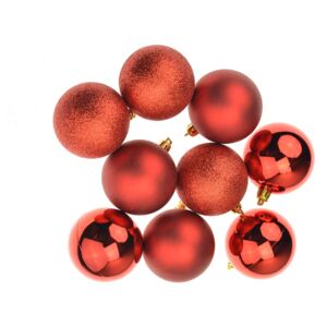 OEM - Vánoční kouličky (6cm) - Červené, set 9ks - 8719987640629