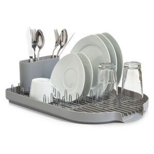 Dish Drain Rack, metal chromed/grey plastic