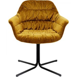 KARE DESIGN Žlutá čalouněná otočná židle Colmar