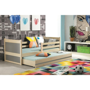 Dětská postel FIONA 2 + matrace + rošt ZDARMA, 80x190 cm, borovice, grafit