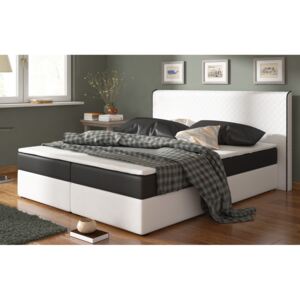Manželská postel s matrací o rozměru 180x200 cm v kombinaci barev černé a bílé KN240