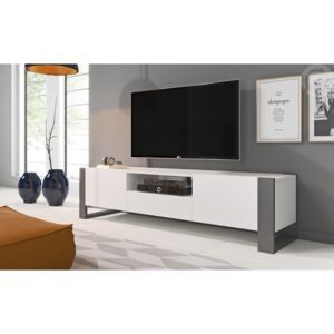 Televizní stolek 180 cm v bílé barvě s nožkami v barvě grafit KN1159