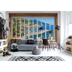 Fototapeta - 3D Window View Italian Coast Papírová tapeta - 368x280 cm
