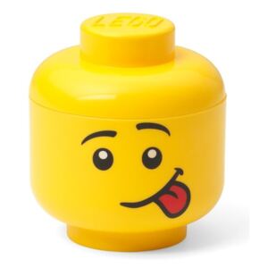 Žlutá úložná krabice ve tvaru hlavy LEGO® silly, 10,5 x 10,6 x 12 cm