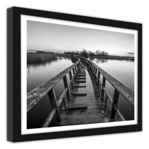 CARO Obraz v rámu - Flooded Bridge 40x30 cm Černá