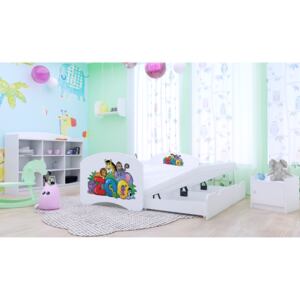 Svět pokojů Dětská postel Kevin pro dvě děti - ZOO + matrace zdarma Barva: Bílá, Rozměr: 180x90 cm (+400 Kč), Zábrana: ANO (+450 Kč)