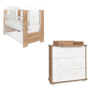 AKCE 2-dílná sada dětského nábytku New Baby Medvídek s hvězdičkou dub