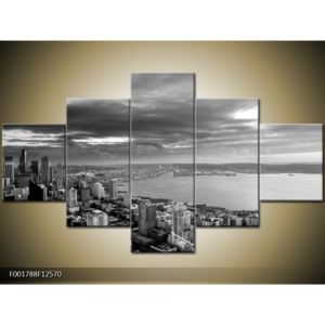 Černobílý obraz - Seattle (125x70 cm)