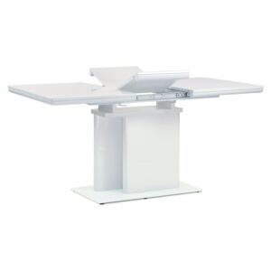 Rozkládací jídelní stůl HT-655 WT 120+40x80 cm, vysoký lesk bílý