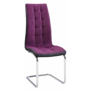Jídelní židle čalouněná fialová látka v kombinaci ekokůže černá podnož chrom TK3170