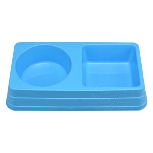 OEM - Dvojitá plastová miska na krmivo - Modrá (27,5x14,5x5cm) - 8010059004524