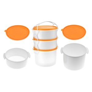 OEM - Plastový jídlonosič 3 dílný 2x1,1l + 1x2l - Oranžový (26cm) - 5995875002950