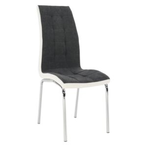 Jídelní židle GERDA new, látka tmavě šedá, ekokůže bílá, chrom
