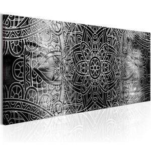 Obraz mandala černá + háčky a hřebíčky ZDARMA Velikost (šířka x výška): 90x30 cm