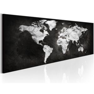 Obraz Mapa světa černobílá + háčky a hřebíčky ZDARMA Velikost (šířka x výška): 90x30 cm