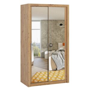 Skříň s posuvnými dveřmi a zrcadlem Kler SZ120 KE05, Barva: dub artisan / zrcadlo