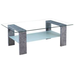 Moderní konferenční stolek s čirým sklem a betonové barvě TK302