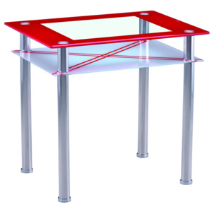 Jídelní stůl z tvrzeného skla červené barvy F1030