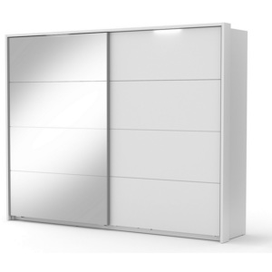 Dvoudveřová posuvná šatní skříň AUSTRIA, 215x210x60, bílá/bílé sklo