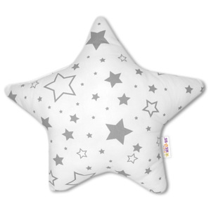 Hvězdička - dekorační polštářek - šedé hvězdy a hvězdičky