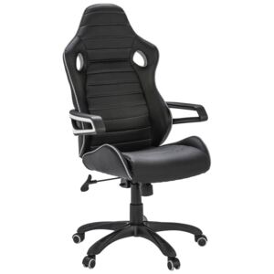 HERNÍ ŽIDLE, černá, bílá, vzhled kůže Xora - Otočné židle
