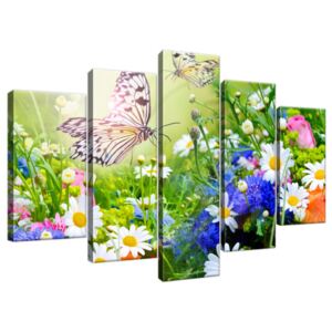 Obraz na plátně Motýli a květiny v krásné zahradě 100x63cm 2220A_5D