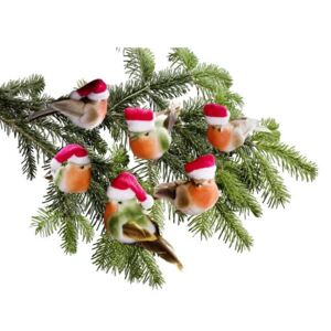 Magnet 3Pagen 6 ptáčků ve vánočních čapkách