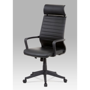 Autronic Kancelářská židle, černá koženka, plastový kříž, houpací mechanismus