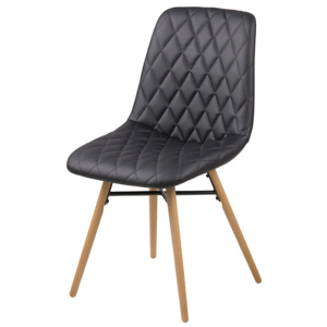 Jídelní židle s čalouněním v černé ekokůži na dřevěné konstrukci SET 2 ks DO138