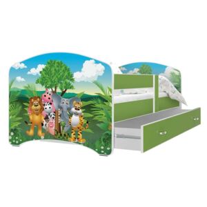 Dětská postel s potiskem LUCKY, 180x80, bílý/VZOR 34