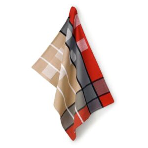Utěrka TABEA 100% bavlna, dekor kostka, béžová / červená / šedá 50x70cm KL-11732 - Kela