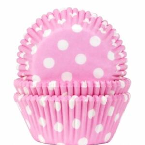 Košíčky na muffiny 50ks růžové s bílými puntíky - House of Marie