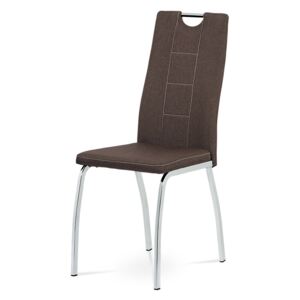 Jídelní židle, hnědá látka, kov chrom DCL-466 BR2