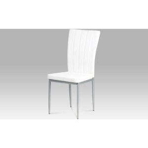 Jídelní židle koženka bílá / šedý lak AC-1287 WT Art