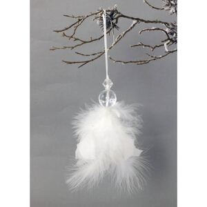 Andělíček z peří , závěsný , barva bílá, 6 ks v polybagu.Cena za 1 ks AK6101-WH Art